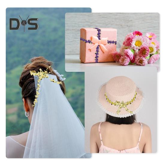 15 Yards Blommig Spetskantband Polyester Broderad Spetsapplikationsremsa Blommig Spetsband Sytyg för DIY-hantverk Bröllopsdekorationer