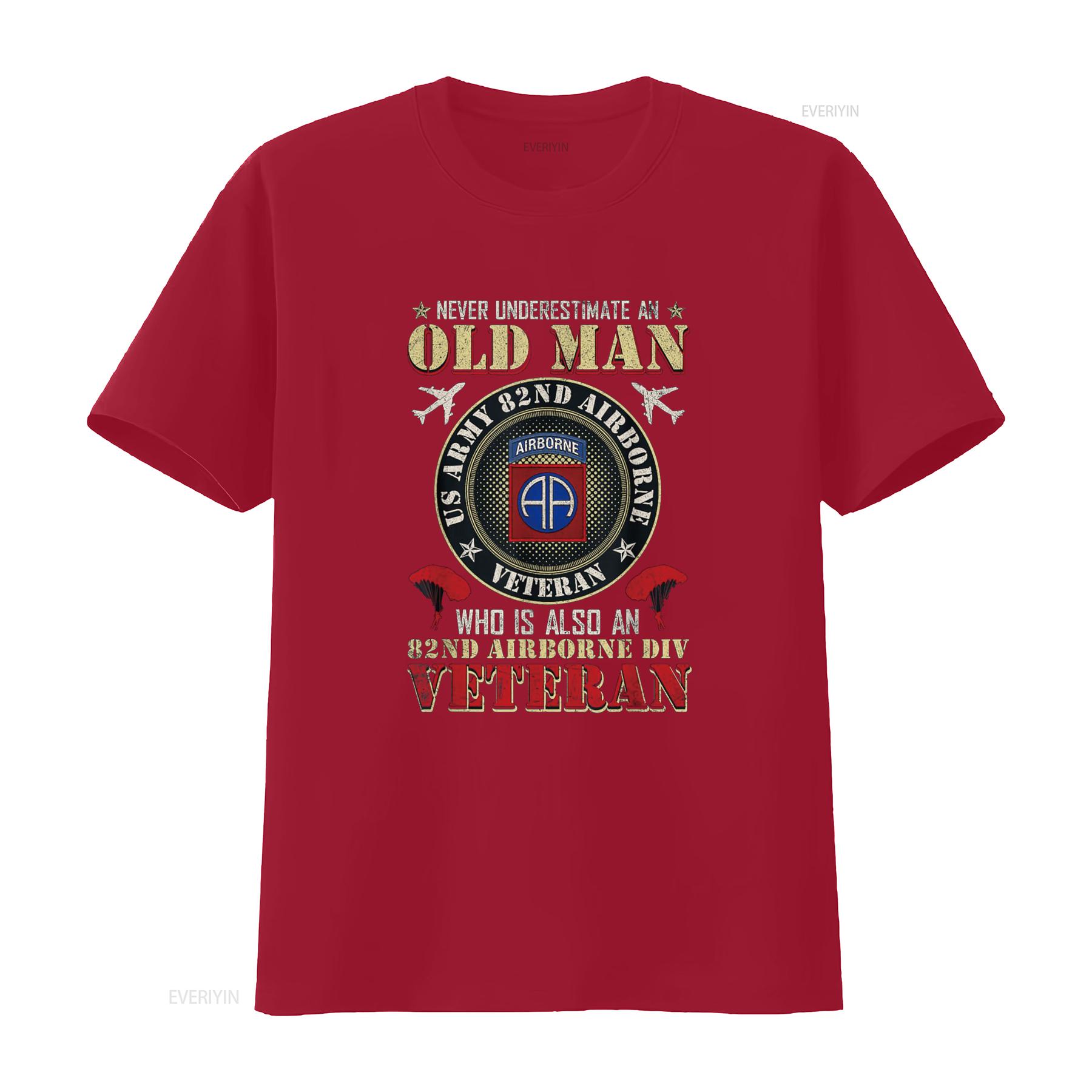 

Never Undertimate An Old Man 82nd Airborne Paratrooper T Shirt vintage Washed Top For Everyday Wear Versatile Comfortable S