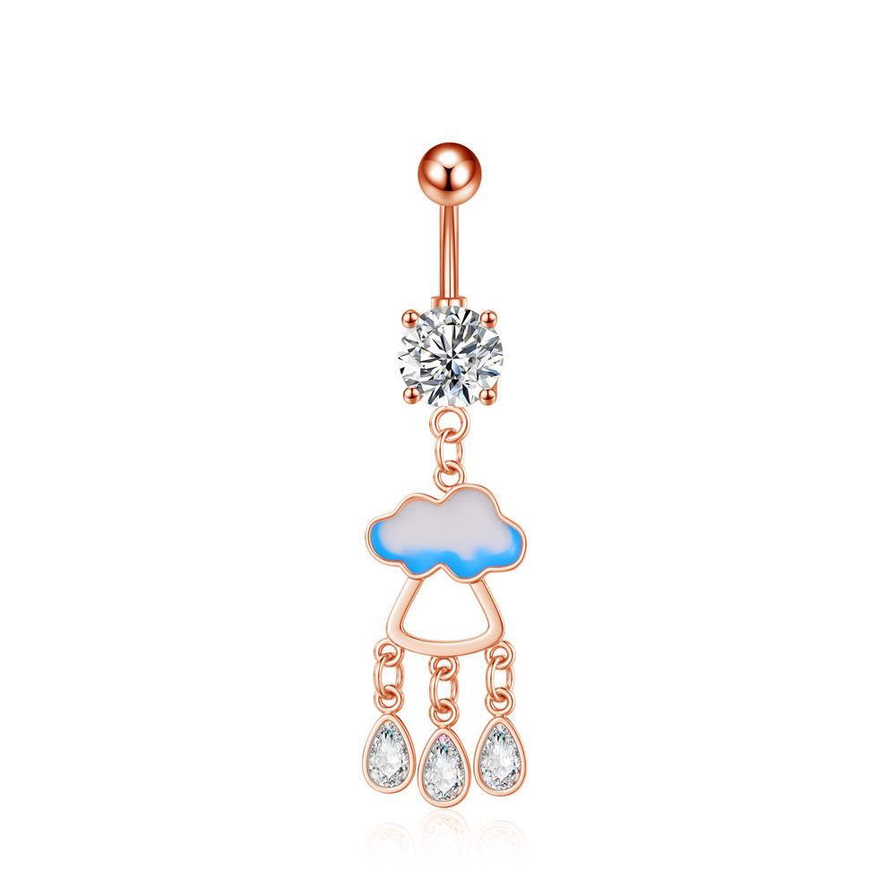 European & American Copper Zircon Floral Belly Button Ring