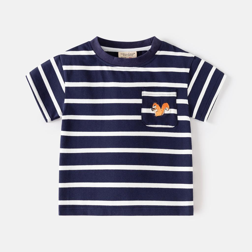 Boys Striped T Shirt Short Sleeve Casual Summer Tee Soft Comfortable Clothing for Toddler and Kids