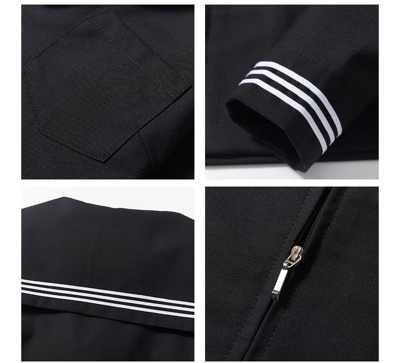 Authentic Black Sailor Uniform Set - Academy Style with Pleated Skirt