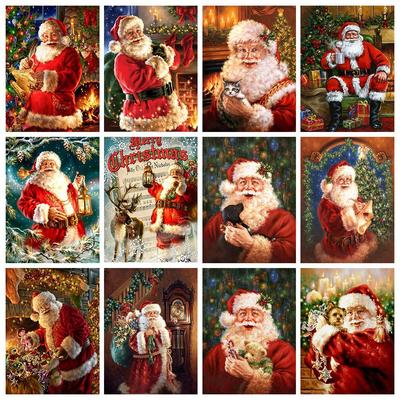 5D-Diamantgemälde, Weihnachten, Weihnachtsmann, vollständiger runder Bohrer, Diamant-Stickerei, Cartoon-Kreuzstich, handgefertigtes Geschenk