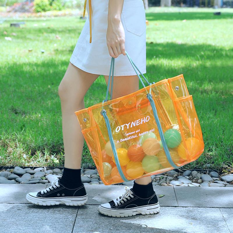 Trend Transparente Tasche Damen Frühling Gelee Umhängetasche PVC Wasserdicht Strandtasche Große Kapazität Tragetasche