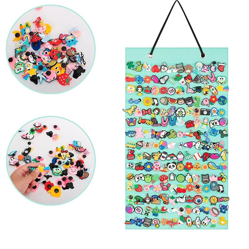 Shoes Charms Display Shoe Charms Organizer With 180 Holes Badge Storage Hanging Holder Shoe Decor Storage Bag Jewelry Display