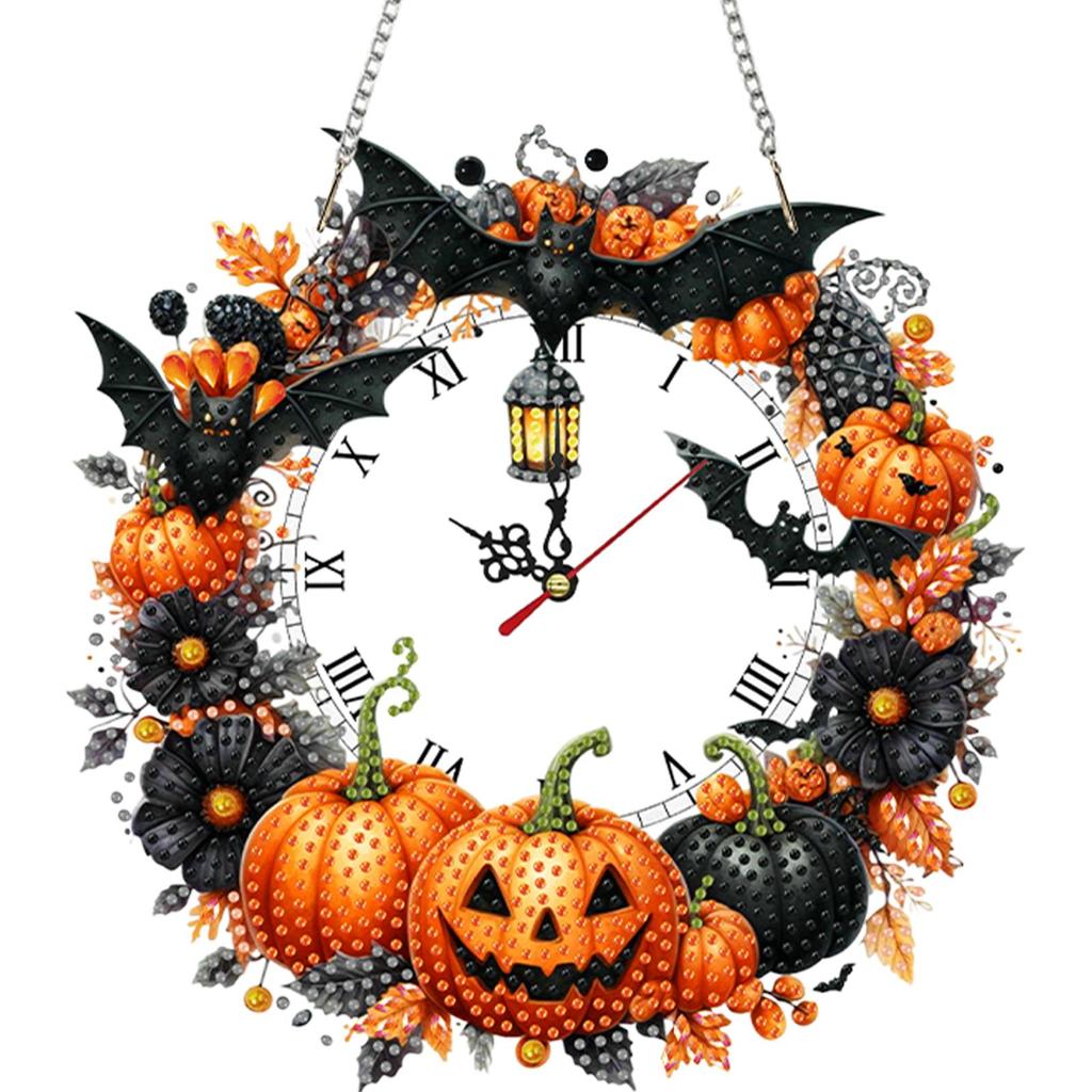 2D/Flat DIY Special Shape Rhinestone Diamond Art Clock Wall Pendants Diamond Clock Art Pendant Window Hanging Art for Home Decor