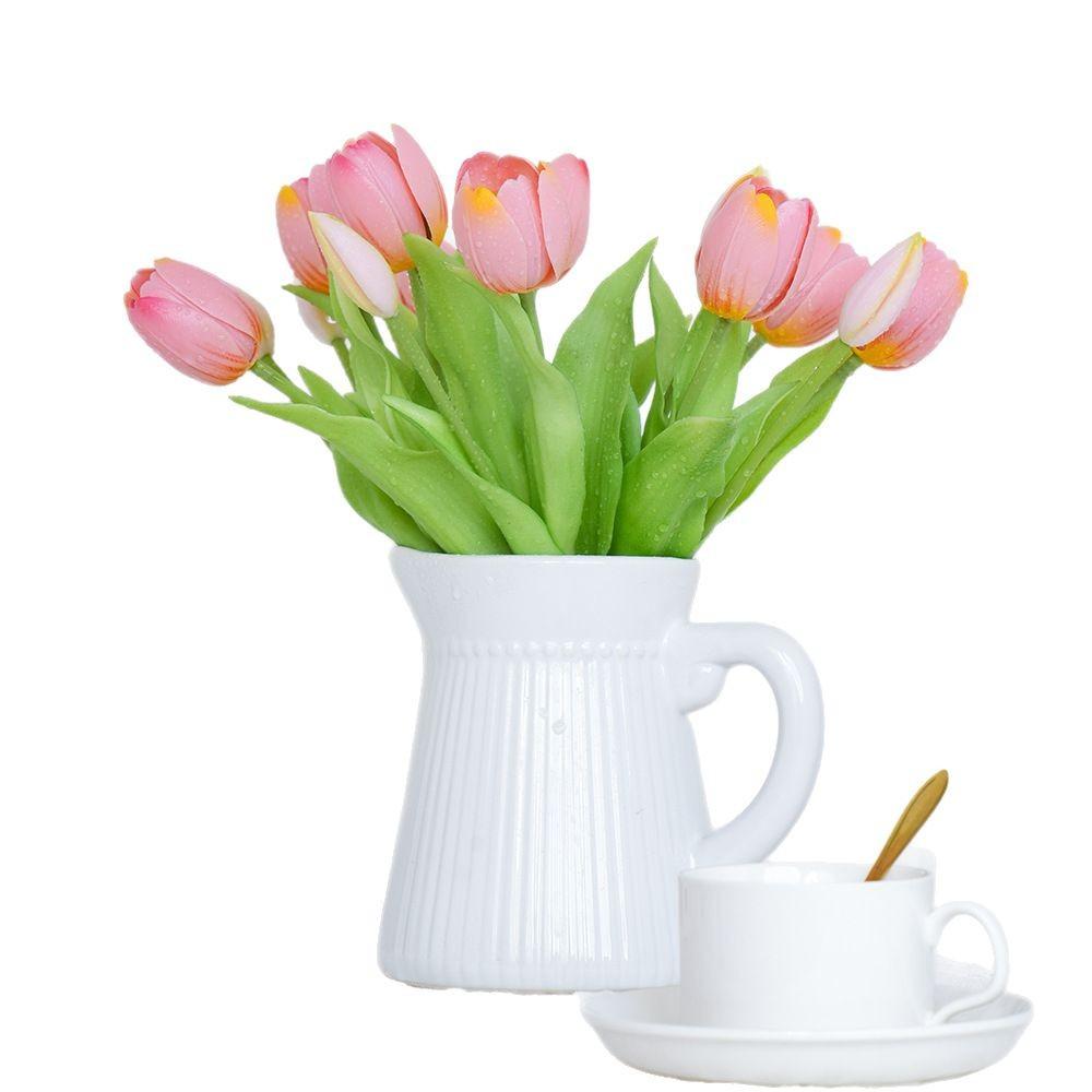 Short Soft Rubber Tulip Bouquet, Home Hotel Bedroom Decoration Flower Arrangement, Home, Simulated Flower