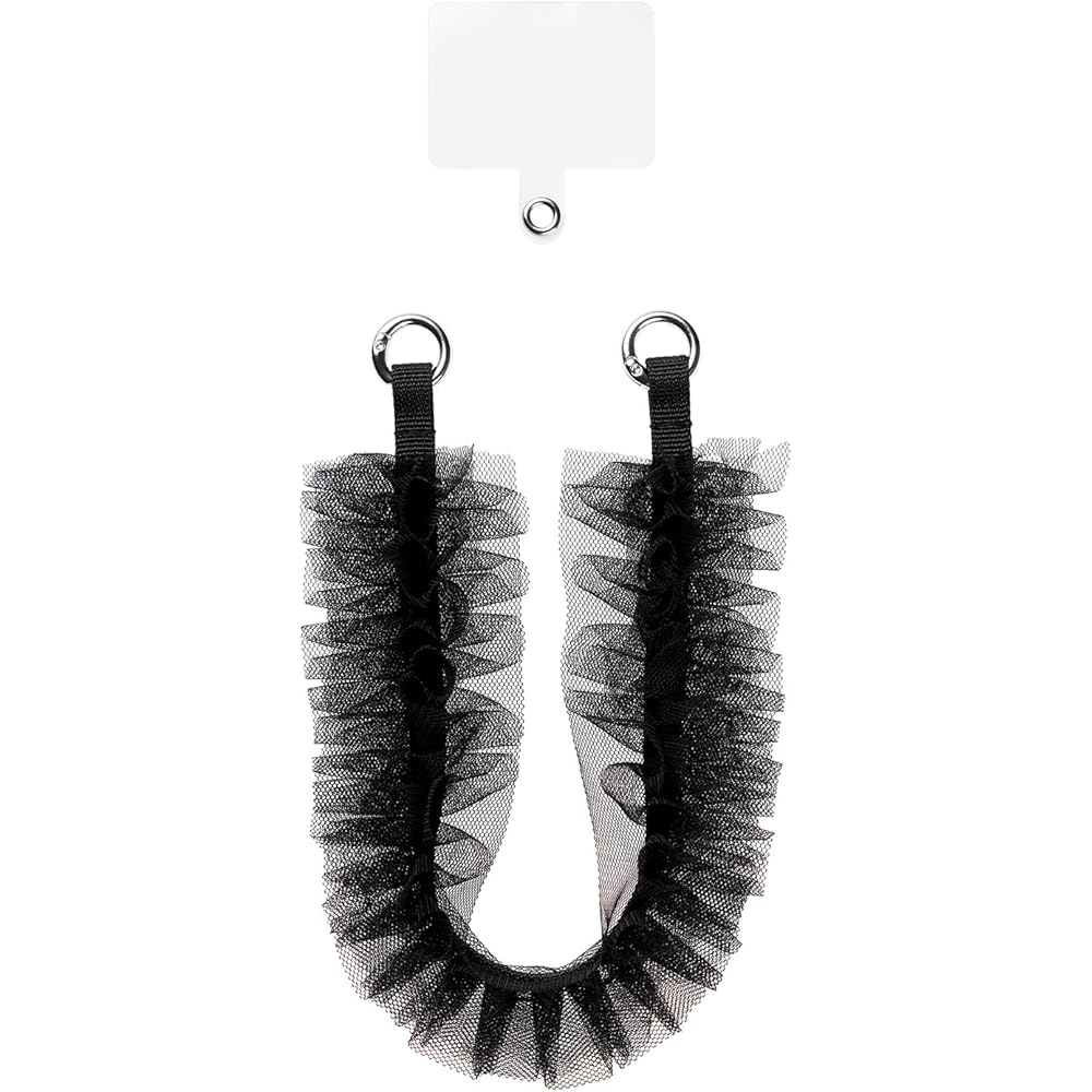 Sankcrest Tulle Ruffle Hand Strap Black iSB-HS11