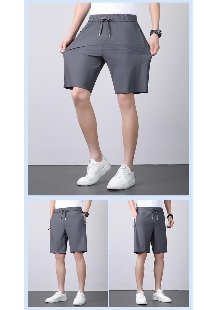 Unisex Summer Ice Silk Quick-Dry Shorts: Loose, Breathable, Mid-Length for Running, Fitness, and Beach Activities