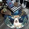 Winter Deer Round Area Rug,Carpet Rug for Living Room Bedroom Sofa Playroom Decor,Non-slip Floor Mat