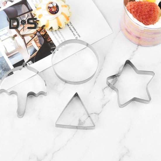 Tagliabiscotti in acciaio inossidabile Stampi per biscotti Strumenti per la fabbricazione di caramelle di zucchero coreane Kit per giochi di zucchero a forma di calamaro Stampi per dolci da festa Ombrello Triangolo Stella