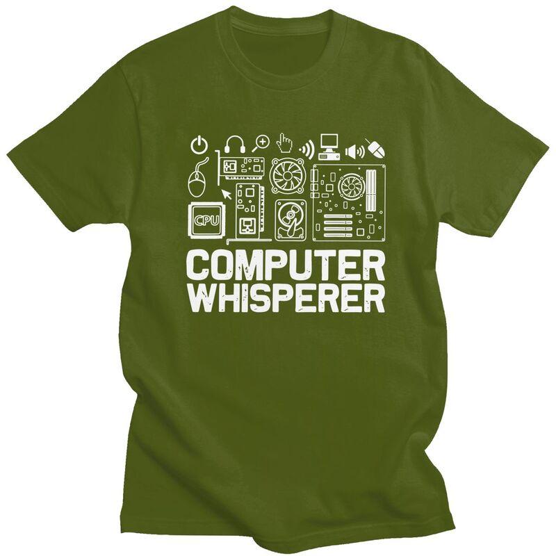 Computer Whisperer Tech Supports Programmer Coder Tshirt Men Short Sleeve Graphic Tee Shirt Loose Oversized Pure Cotton Tee Tops