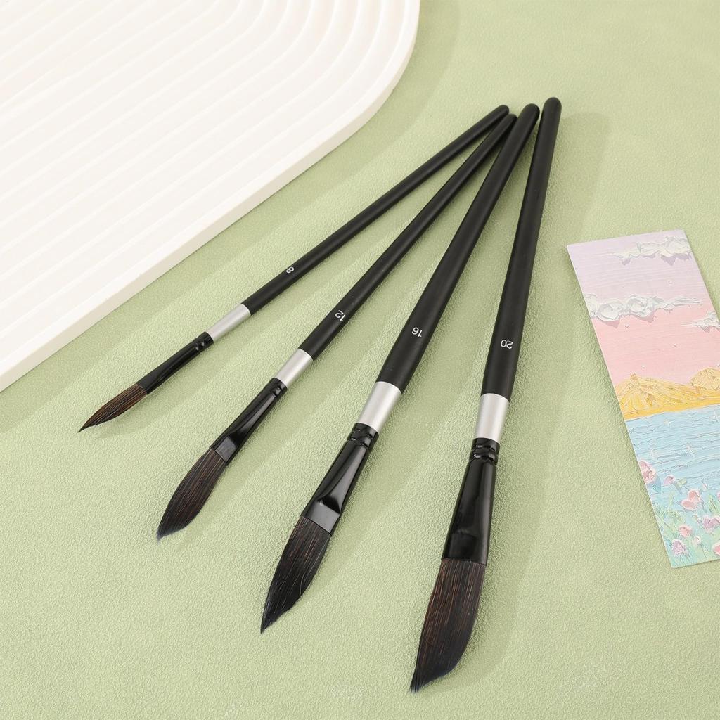 Painting Brushes 4-Pieces Fine-Pointed Drawing Art Tool Artist Paintbrushes For Acrylic For Oil Watercolor Canvases Rock Body