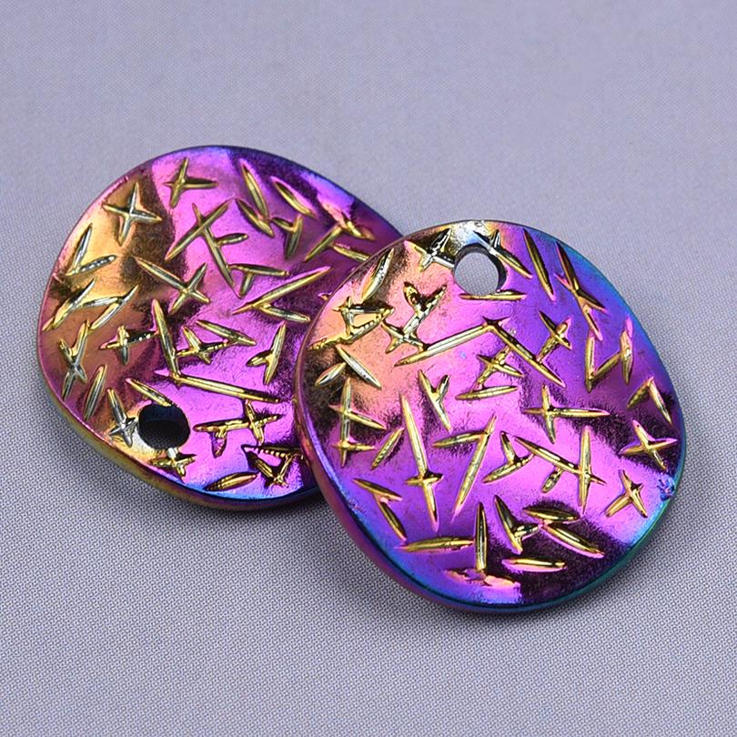 Personality Rainbow Irregular Round Heart Oval Stainless Steel Charm For Jewelry Making Bulk Supplies DIY Simple Earring Pendant