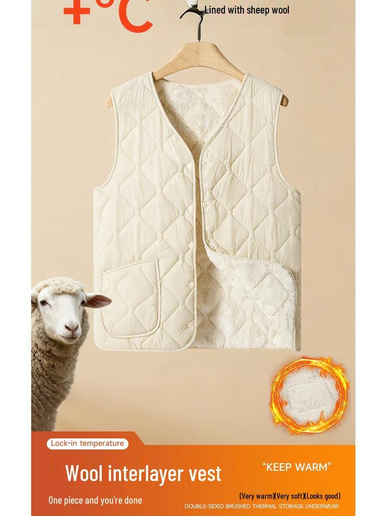Elderly Women's Warm Velvet Vest: Cozy Autumn/Winter Shawl for Grandma and Mom