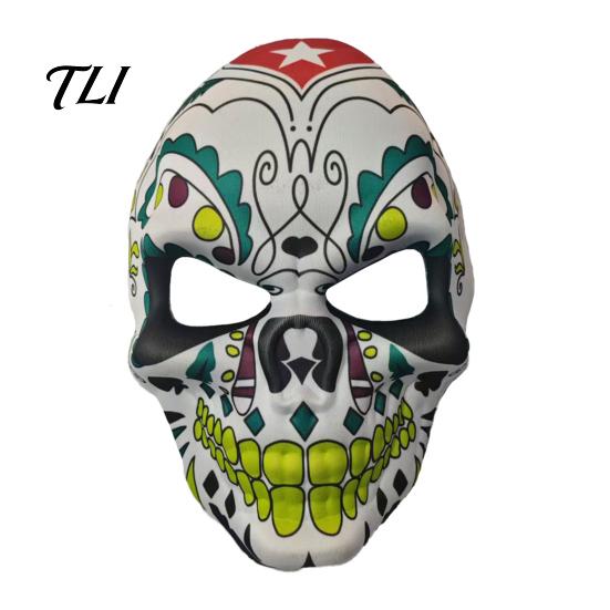 Scary Skeleton Face Masque Day of The Dead Skull Masque, Halloween Sugar Full Haunted House Cosplay Accessories Masquerade Party Accessory