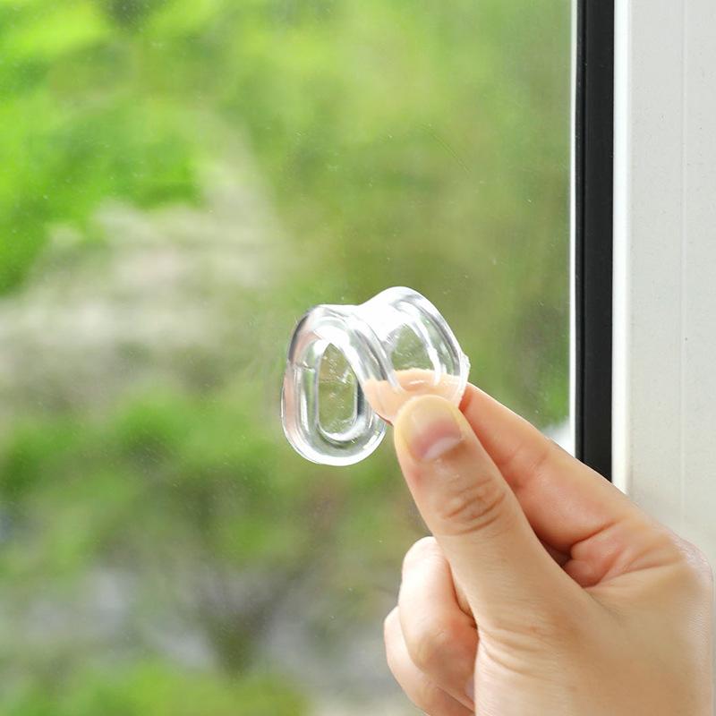 4PCS Transparent Plastic Soft PU Door Handle Kitchen Cabinet Glass Sliding Door Drawer Handle Self-Adhesive Sliding Door Handle