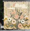 Modern Geometric Floral Waterproof Shower Curtain -Bold Abstract Shapes &Vibrant Flowers for Stylish,Contemporary Bathroom Decor