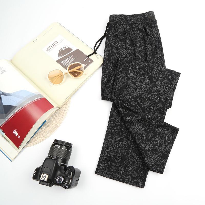 

Шерстяные брюки средней и пожилой женщины осенние эластичные с высокой талией большого размера свободные брюки для пожилых женщин женские материнские повседневные брюки 5XL [recommended 140-80kg