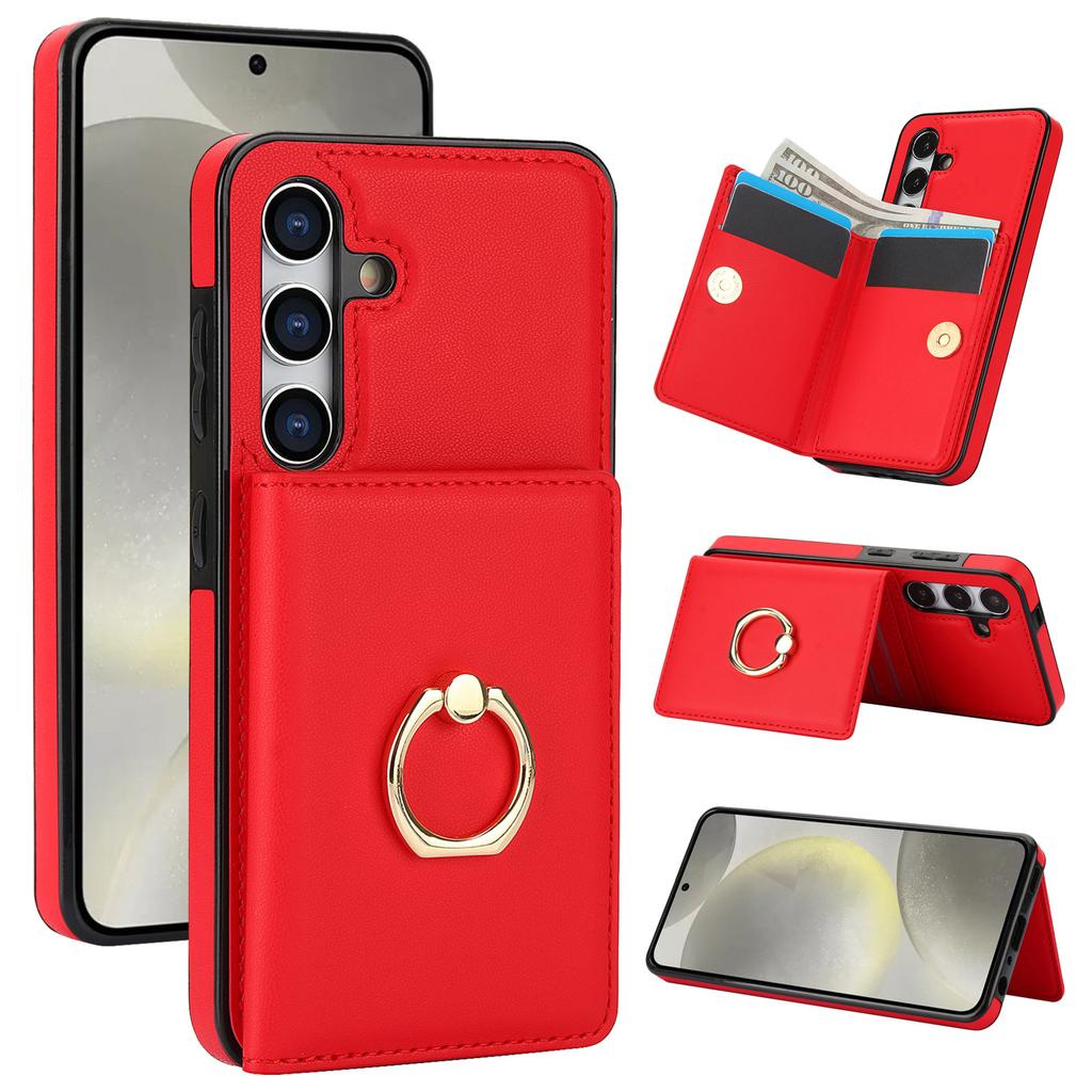 Applicable To iPhone15 Card Case 14Pro Solid Color Ring Buckle Card Change Bag Anti-drop Protective Case Google 8A