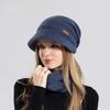 Winter Hat, Scarf Set, Velvet, Cold-proof and Warm Knitted Hat, Women's Hat with Brim, Ear Protectors, Wool Hat.