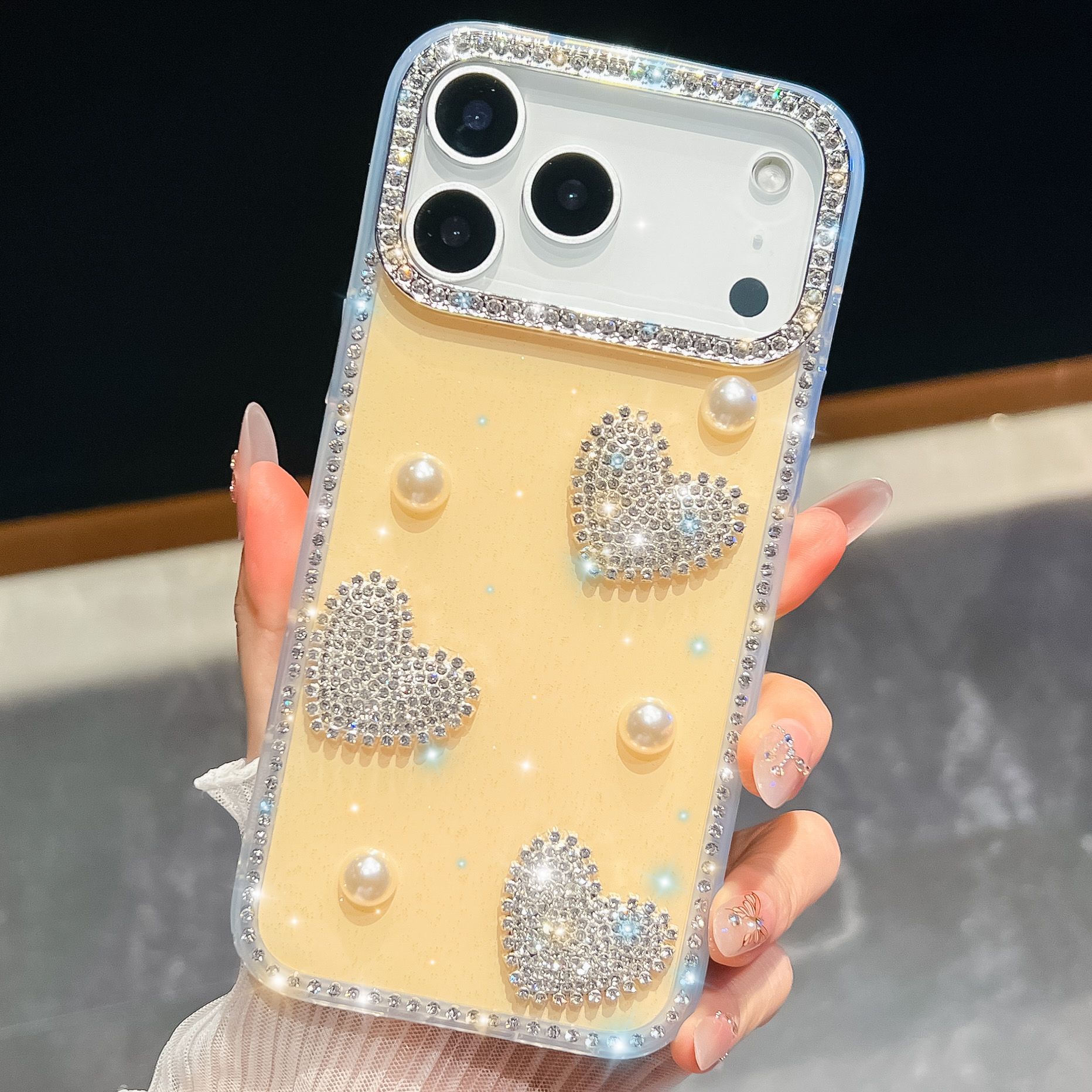 

Pearl Love for Apple 17Air Phone Case Glitter Diamond IMD Star for IPhone16promax Luxurious Glitter For iPhone13Promax