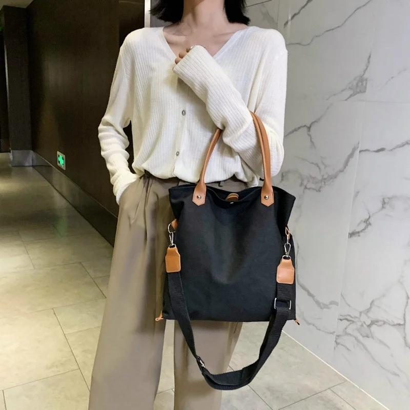 

1 Pcs New Premium Quality Cotton Canvas Tote Bag Leather Strap With Bottle Compartment Handbag For Women чорний