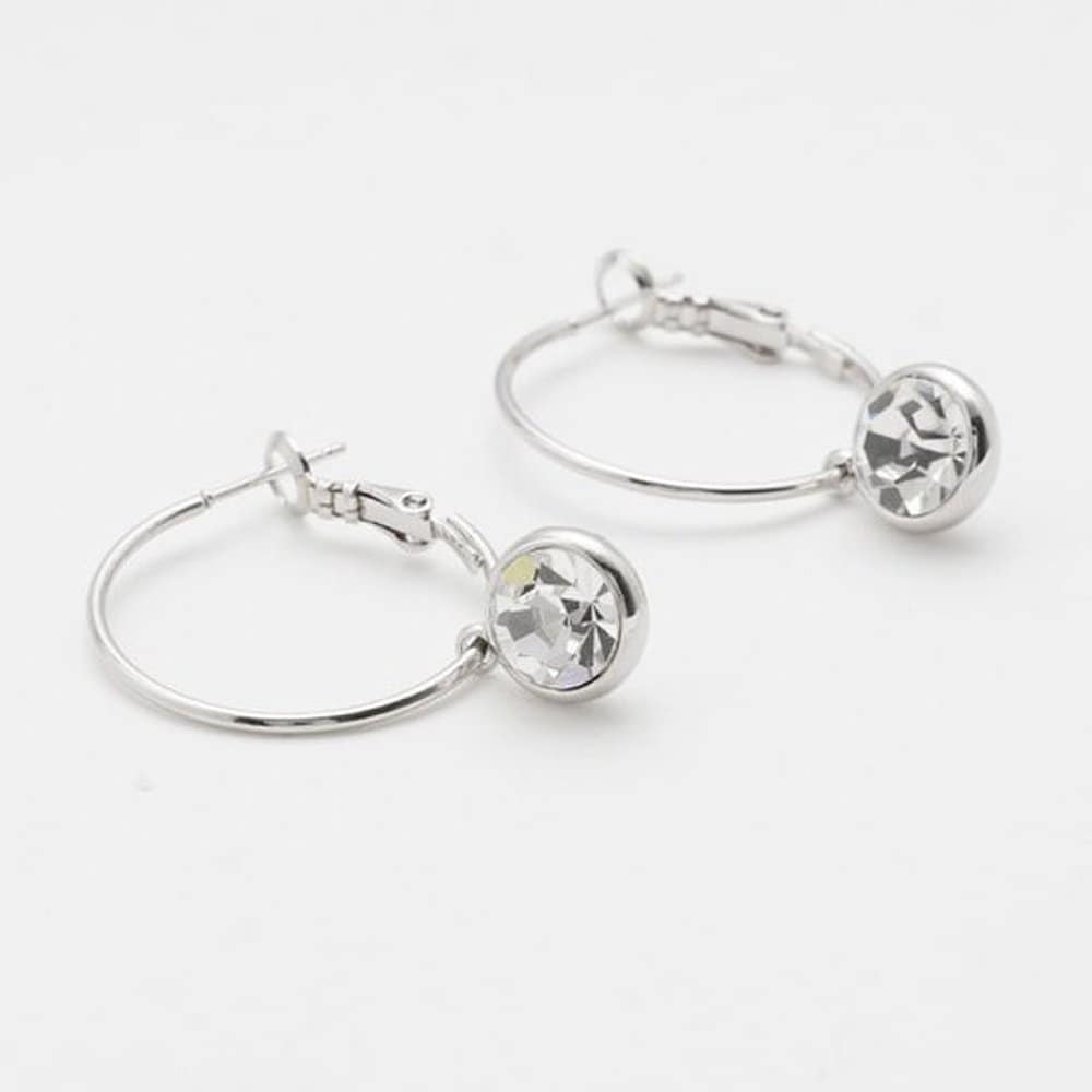 Austrian Crystal Circle Ring Earrings - Crystal