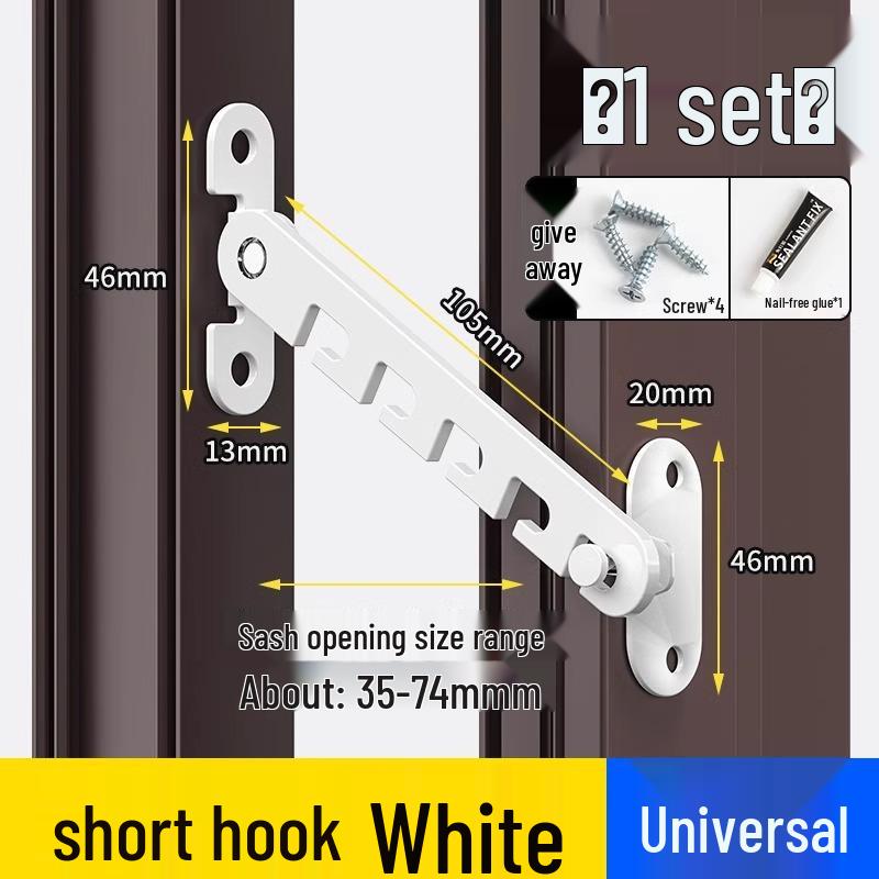 Child Safety Lock for Doors & Windows - Windproof Steel & Aluminum Alloy Support and Latch