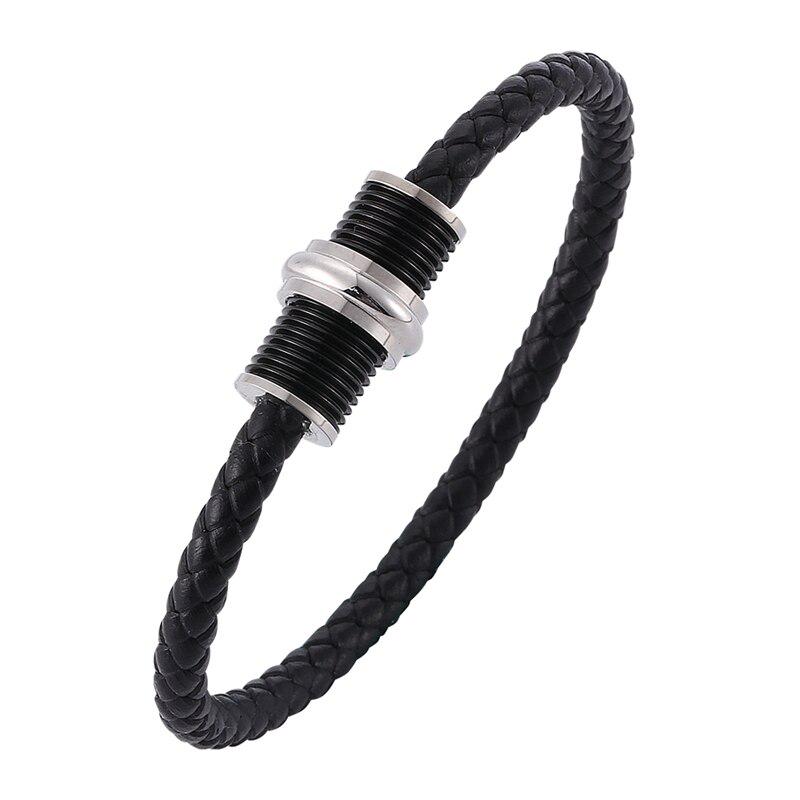 Fashion Round Rope Male Female Leather Bracelet Charm 4 color Magnetic Clasp Bracelets&Bangles Jewelry Gifts