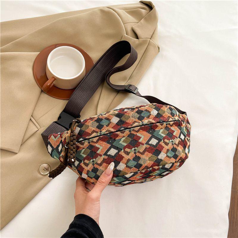 

Ретро ходьба бег спорт нагрудная сумка сумка сумка 2025 сумка через плечо новая высококачественная нишевая поясная сумка для мобильного телефона plaid bag