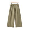 Johnature Women Vintage Straight Pants Solid Color Elastic Waist Trousers Autumn Pockets Soft Long Pants