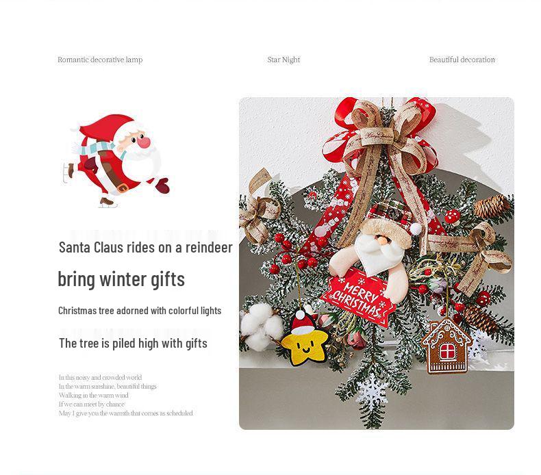 Rattan Christmas Wreath Hanging Ornament for Door & Wall Decoration