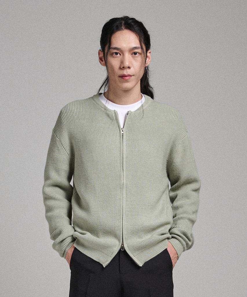 ANALOG MOOD 2-Way Round Cardigan Knit (Olive)