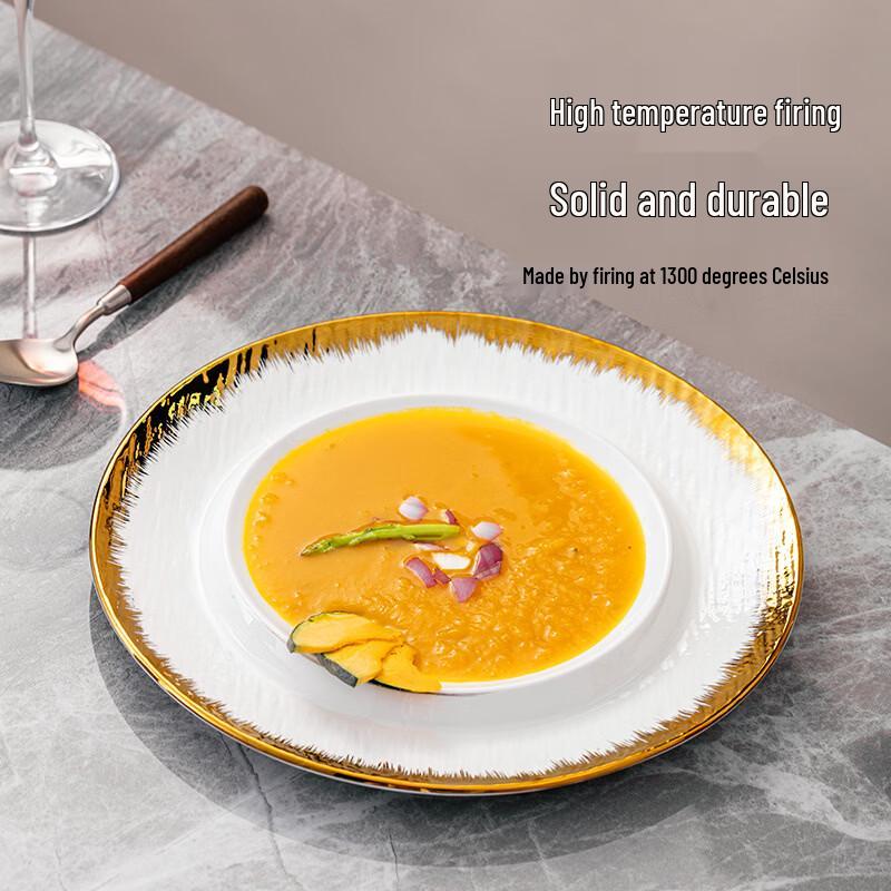 Dairuien Chinese Style White Gold Plated Ceramic Dinner Plates