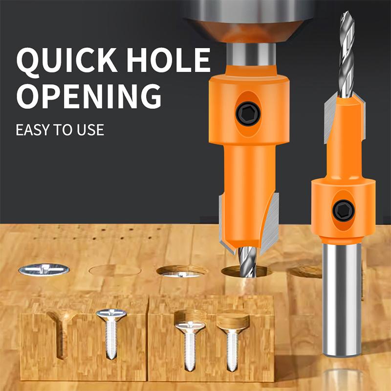 1Set Carbon Steel Woodworking Countersink Router Bit Screw Extractor Remon Demolition For Wood Milling Cutter