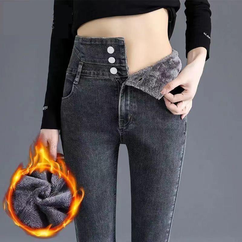 

«Женские облегающие эластичные джинсы с высокой талией 2024 года — универсальные брюки-карандаш из бархата для осени/зимы» 31 - Suggested 122-132 lbs