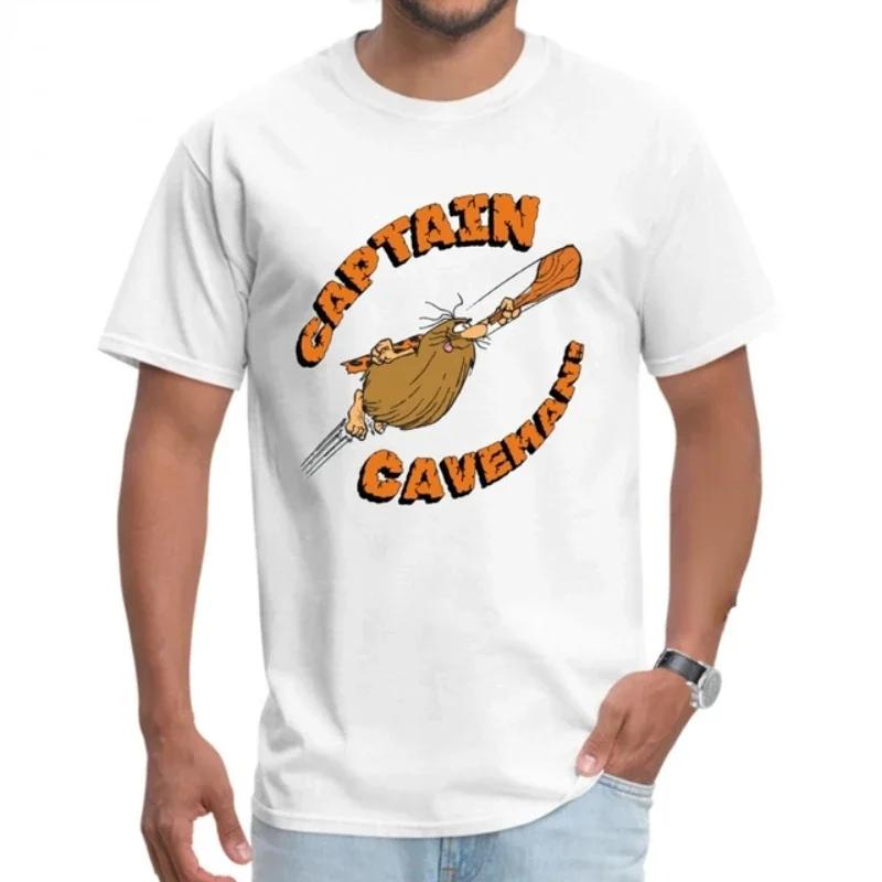 Funny Captain Caveman Cavey 1980s Cartoon Print Tops Men Clothing Ropa Hombre Camisetas Hanna Barbera Graphic TShirt Oversized