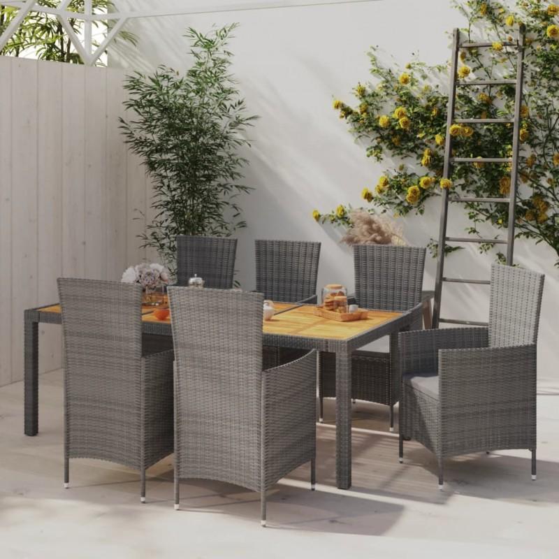 Day and Night - Day and Night Garden Dining Set 7 Pieces and Gray Synthetic Rattan Cushions
