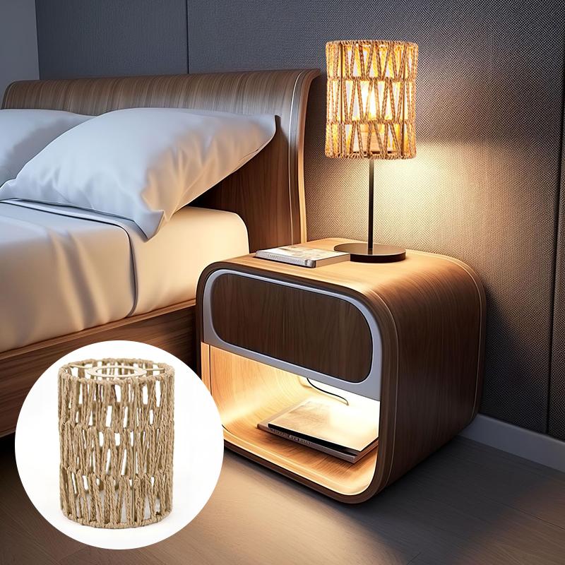 1PC Chic Wicker Homestay Papier Seil Lampenschirm Küche Kleine Rattan Lampenschirme Boho Land Pendelleuchte Abdeckung Retro Restaurant