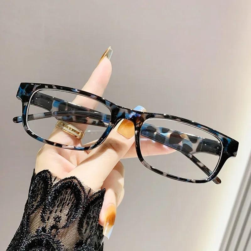 

0~ +4.0 Леопардовые очки для чтения Защита от синего света Очки для пресбиопии Нейтральная прямоугольная черная оправа для очков для пожилых 350