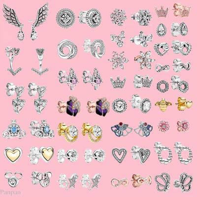 S925 Silver Celestial Sparkling Star&Snowflake Stud Earrings Trend For Womens Elegant Jewelry Birthday Party Gifts