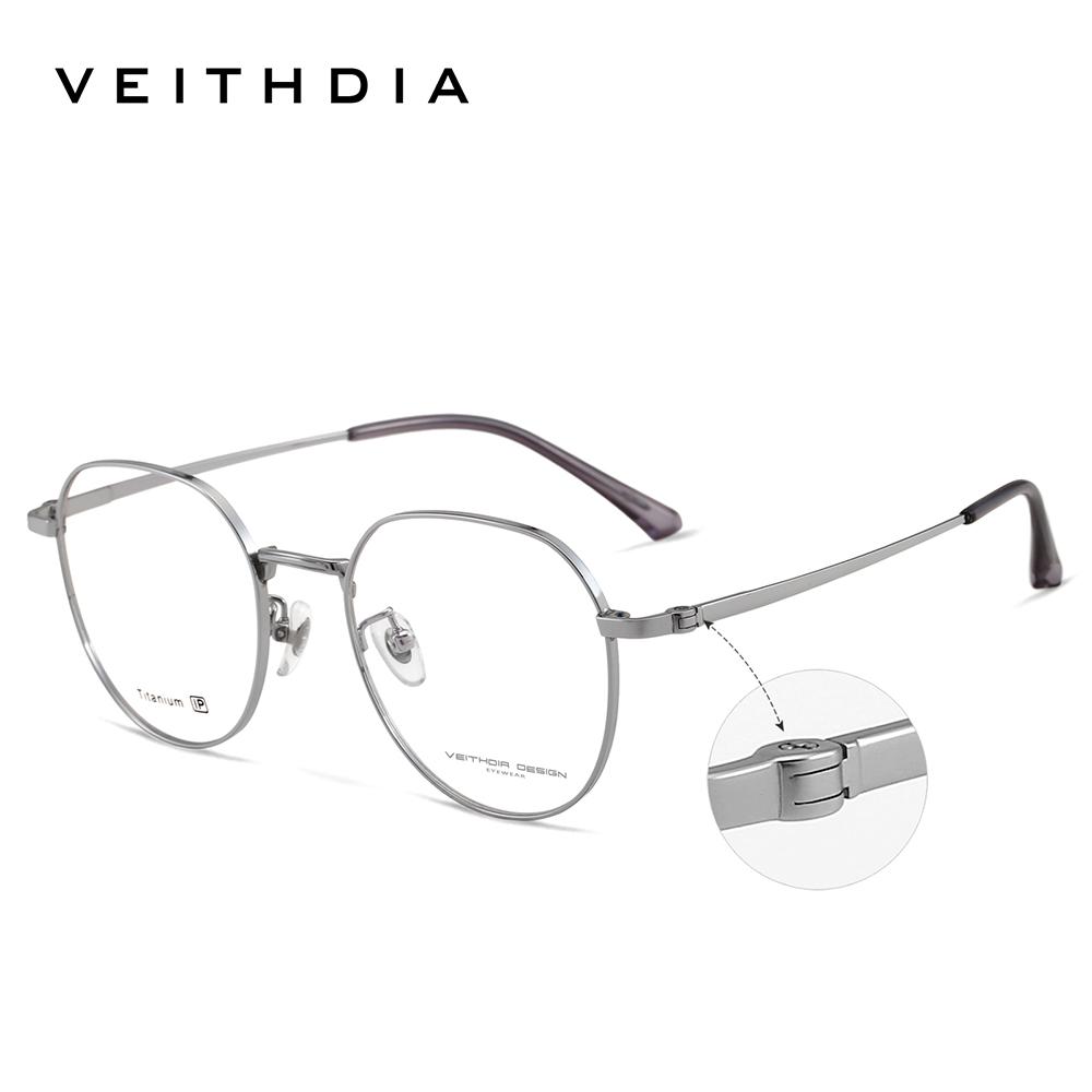 VEITHDIA Glasses Optical Titanium Alloy Frame Customizable prescription lens Eyeglasses Men Women Myopia Computer Eyewear V5587