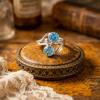 Natural Blue Topaz Ring, Solid 925 Sterling Silver, Two Stone Solitaire Ring, Handmade Women Ring, Bohemian Ring, Gift For Girlfriend