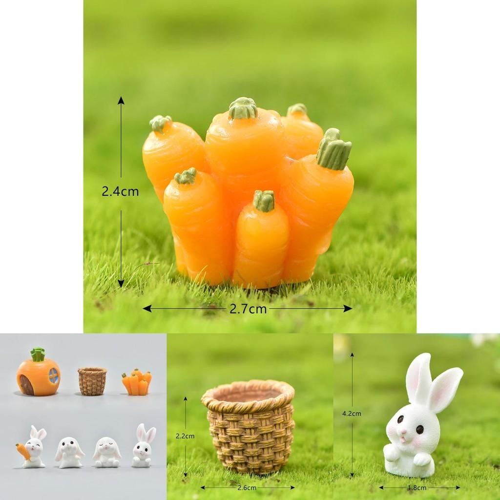 Affascinante Coniglio Mangia Carota Figurina in Resina Fai da Te per Raffinata Decorazione di Paesaggio Micro