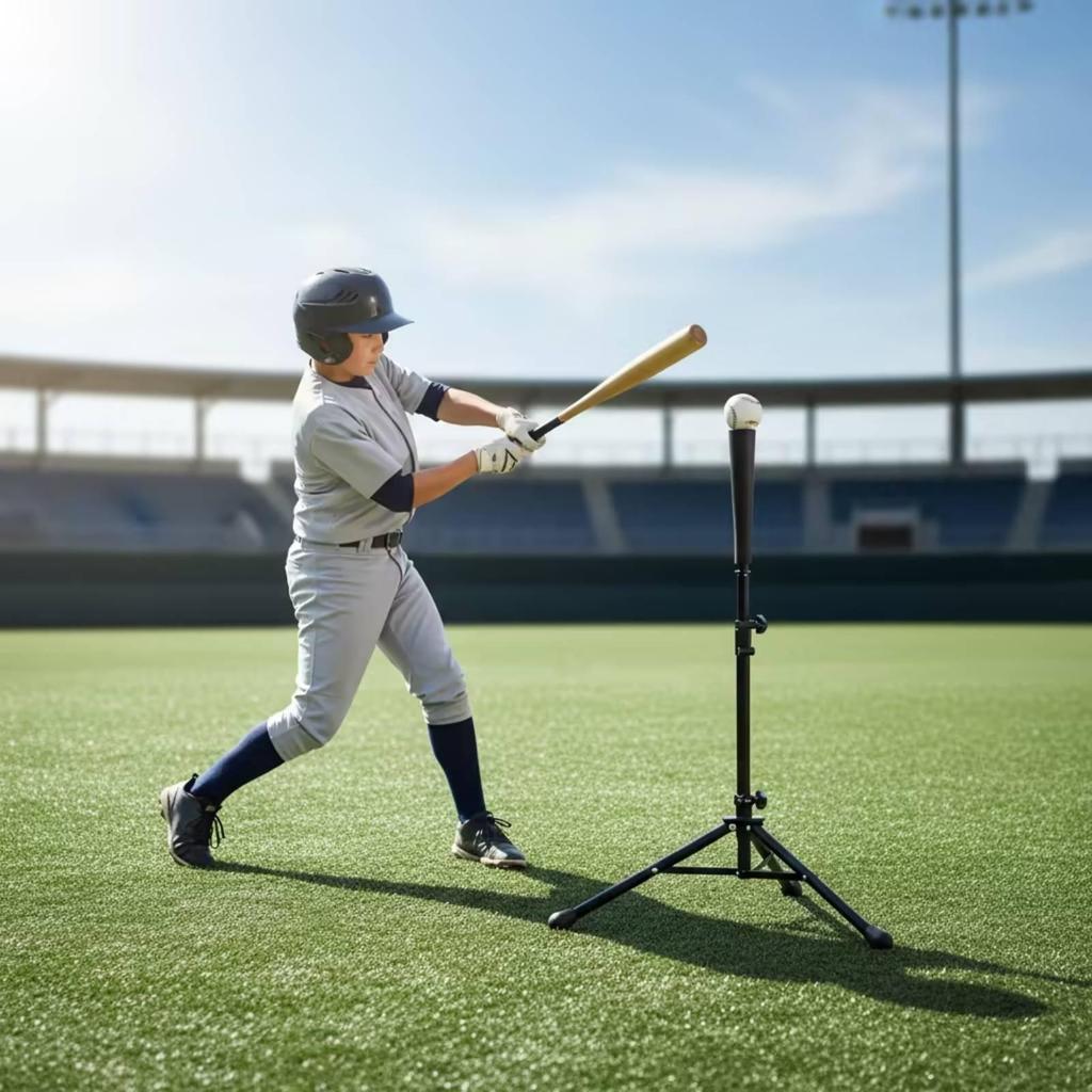 Schlagtee mit Dreibein-Basis, tragbar, verstellbar, leicht, für Baseball-Athleten,