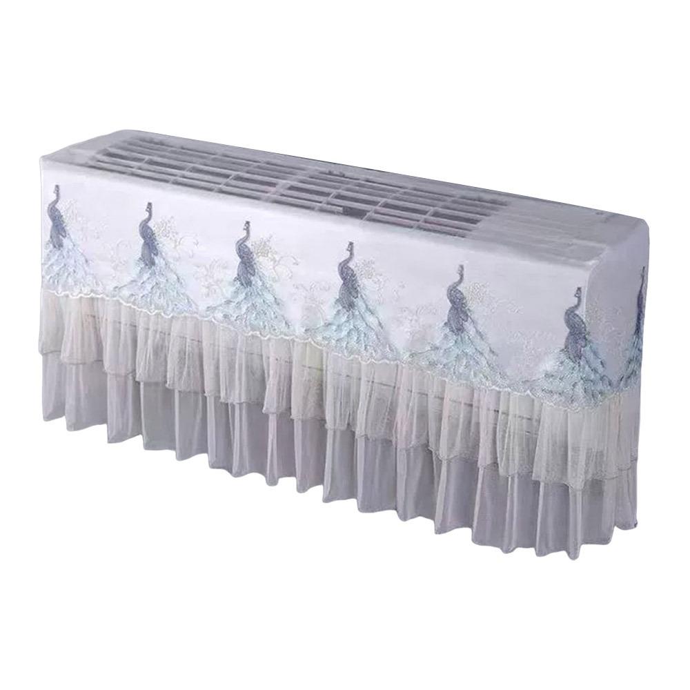 Lace Embroidery Flower Air Conditioner Protective Sleeve Dust-proof Fabric Windshield Curtain