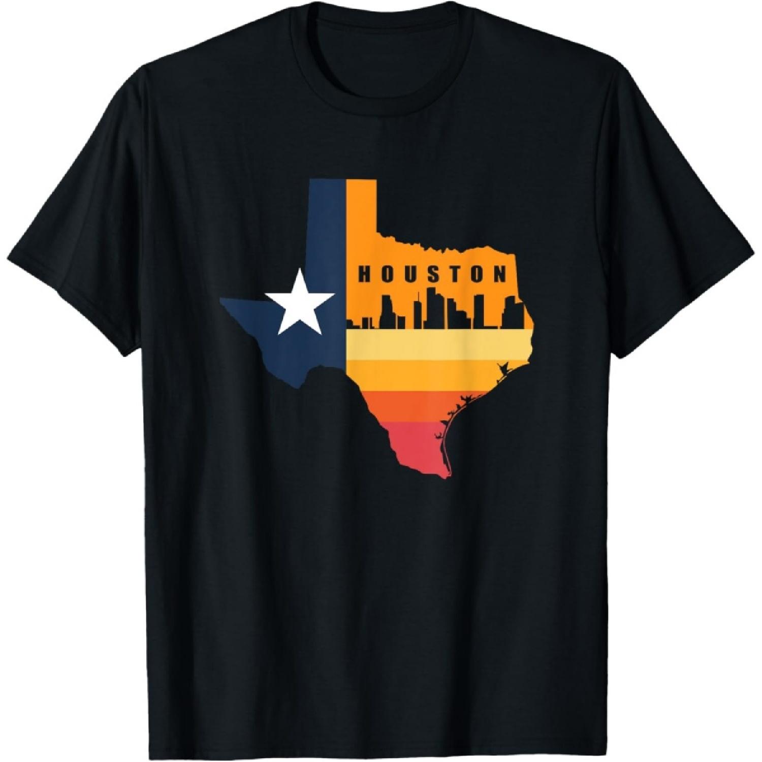 Houston City Texas Map for Patriotic Texan T-Shirt S