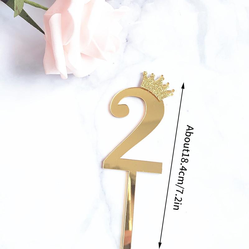 INS 0-9 Number Acrylic Mirror Cake Toppers For Kids Adults Birthday Party Supplies Wedding Anniversary Days Cake Decorations