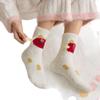 Autumn and Winter Coral Fleece Socks, Women's Cartoon Socks, Half-fleece Thickened Home Floor Socks, Sleeping Socks, Mid-calf Women's Socks