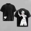 T-shirt Graphique Oversize Lavé Décontracté Unisexe avec Erza Scarlet de l'Anime Fairy Tail T-shirt pour Femmes et Hommes
